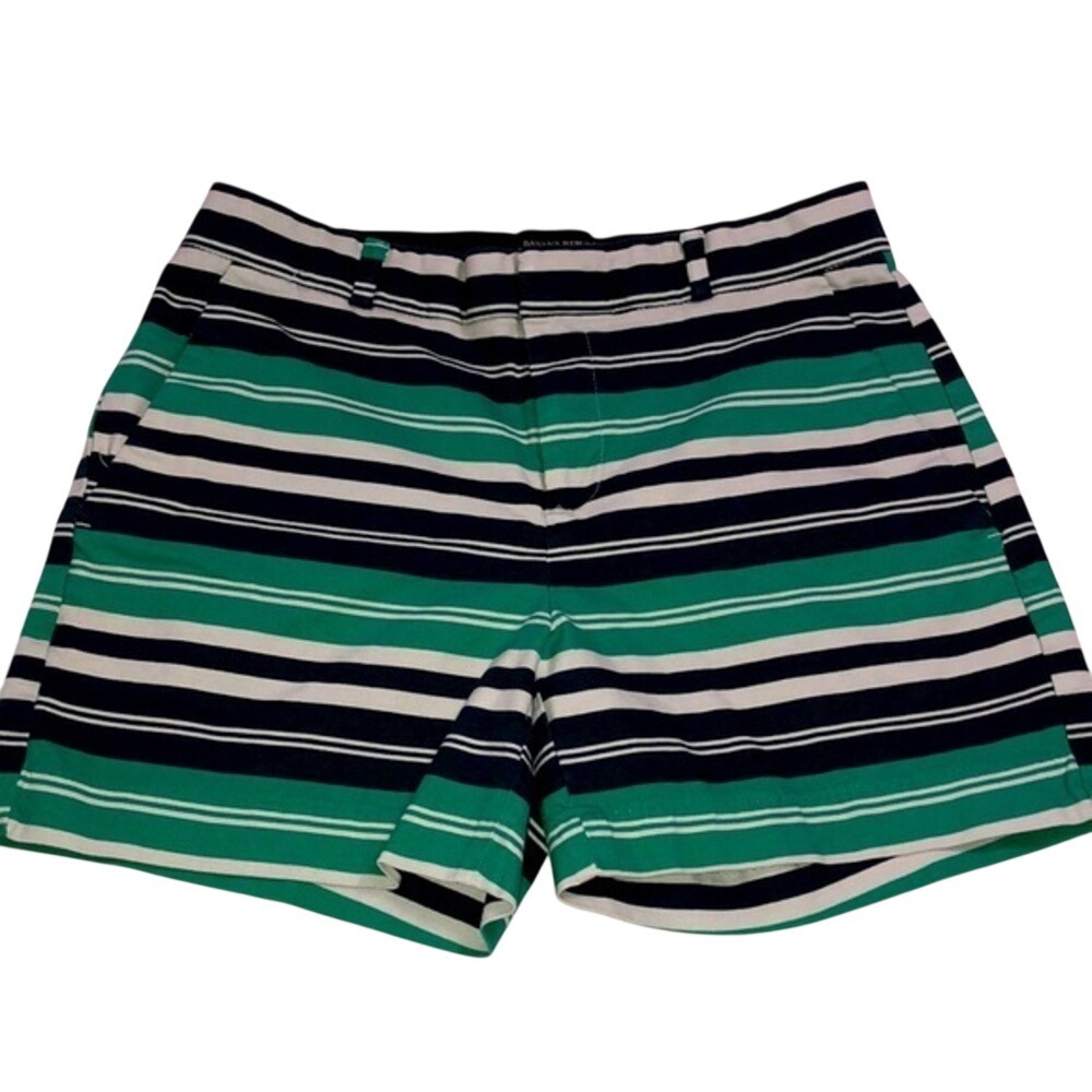 Banana Republic Striped Chino Shorts‎ Green Navy Blue Womens 0